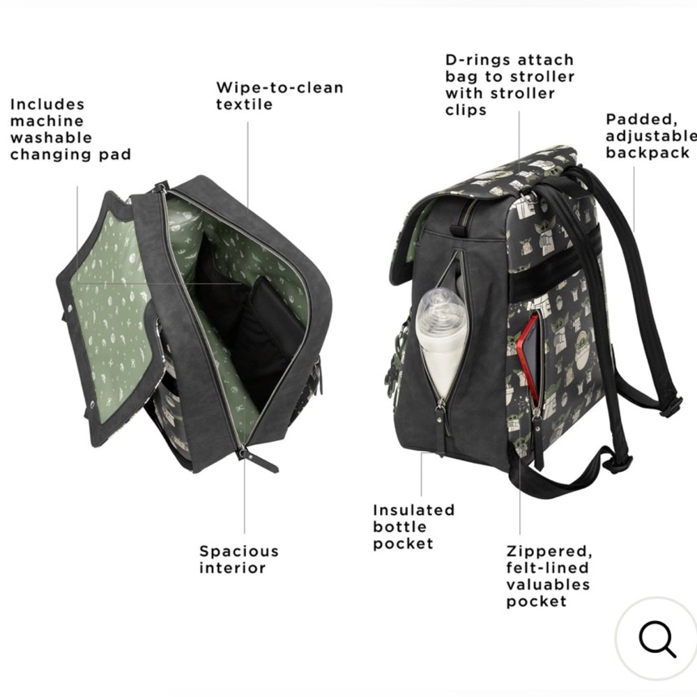Petunia Pickle Bottom Black and Green Backpack - Picture 3 of 5